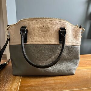 Kate Spade Two-Tone Satchel in Cream and Gray